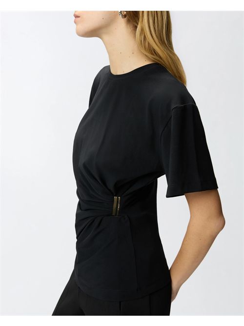 T-shirt con drappeggio e dettaglio dorato PINKO | 106455A35D/Z99